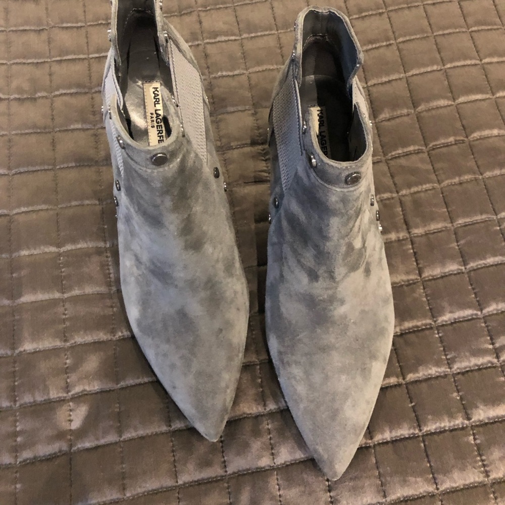 Karl Lagerfeld Suede Studded Booties - Picture 2 of 2